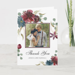 Marsala and Navy Water colorフローラ写真ありがとう サンキューカード