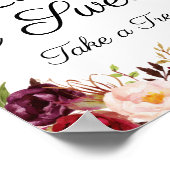 Marsala and Pink Floral Love is Sweet Sign Poster ポスター (角)