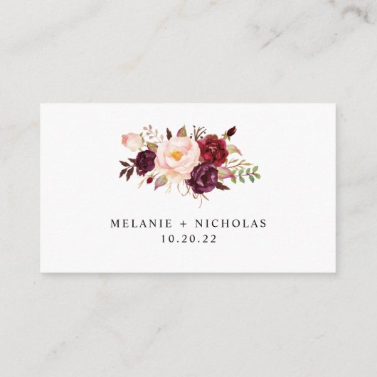 Marsala BurgundyフローラRSVPウェブサイトカード エンクロージャーカード (裏面)