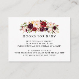 Marsala Burgundy Baby Shower Book Request Insert エンクロージャーカード