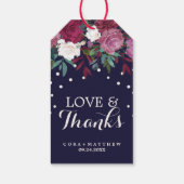 Marsala & Burgundy on Navy Love & 感謝してい結婚s ギフトタグ (裏面)