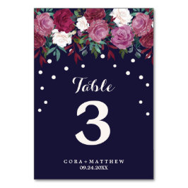 Marsala & Burgundy on Navy's Table 結婚 Number テーブルナンバー
