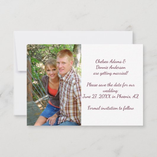 Marsala Burgundy Red Bohoの〔雄ジカの〕枝角写真 セーブザデート (裏面)