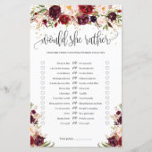 Marsala burugndy金ゴールドフローラは彼女はむしろゲームをする (正面)