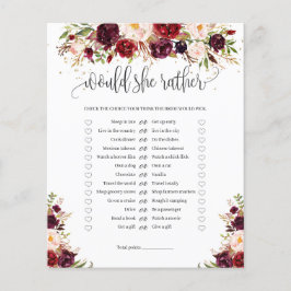 Marsala burugndy金ゴールドフローラは彼女はむしろゲームをする