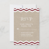 Marsala Chevrons on Burlap RSVP (正面)