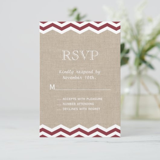 Marsala Chevrons on Burlap RSVP (スタンド正面)