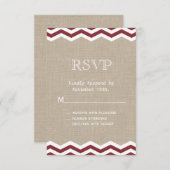 Marsala Chevrons on Burlap RSVP (正面/裏面)
