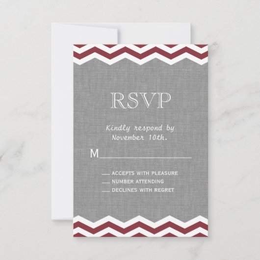 Marsala Chevrons on Gray RSVP (正面)