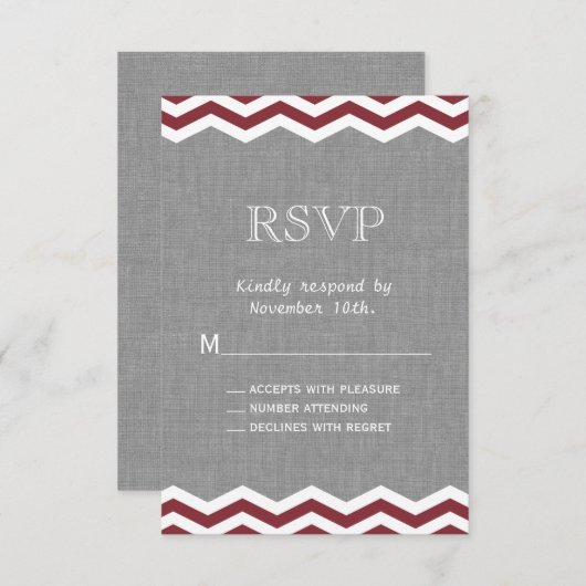 Marsala Chevrons on Gray RSVP (正面/裏面)
