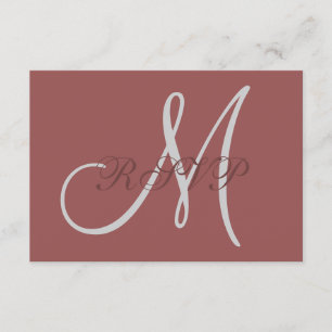 Marsala Elegant Weding RSVPカード（Monogram付き） 出欠カード