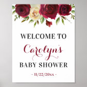 Marsala Fall Baby Shower Sprinkle Welcome Sign ポスター (正面)