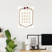 Marsala Floral Gold Wedding Seating Chart ポスター (ホームオフィス)