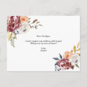 Marsala Flowers Geometric Be My Man Of Honor Card インビテーションポストカード (裏面)