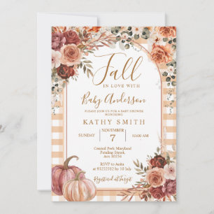 Marsala Gingham Pumpkin秋In love Baby Shower 招待状