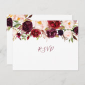 Marsala Greeneryフローラ結婚式rsvpビュッフェ4163 インビテーションポストカード (正面/裏面)