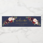 Marsala Navyの結婚ウェルカムウォーターボトルラベル ペットボトルラベル (シングルラベル)