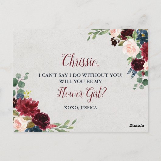 Marsala & Navyフローラフラワーガール提案 ポストカード (裏面)