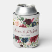 Marsala & Navyフローラミスター&ミセス・結婚式の引き出物 缶クーラー (缶正面)