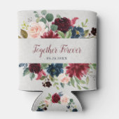 Marsala & Navyフローラミスター&ミセス・結婚式の引き出物 缶クーラー (裏面)