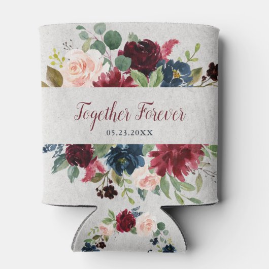 Marsala & Navyフローラミスター&ミセス・結婚式の引き出物 缶クーラー (裏面)