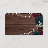 Marsala & Navyフローラ素朴ブライダルシャワーQR RSVP エンクロージャーカード (裏面)