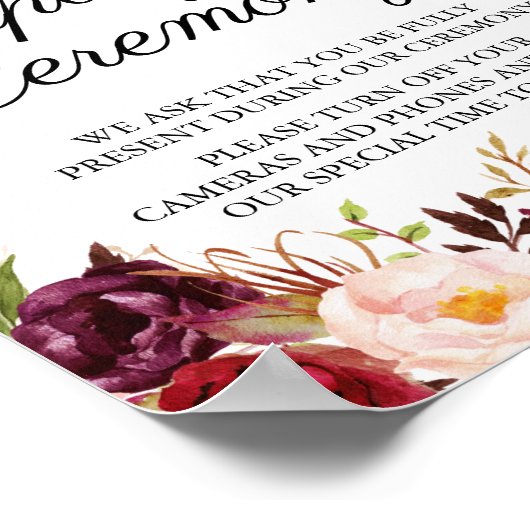 Marsala & Pinkのフローラを外した式のサイン ポスター (角)