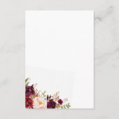 Marsala & Pinkフローラの結婚詳細カード挿入 エンクロージャーカード (裏面)