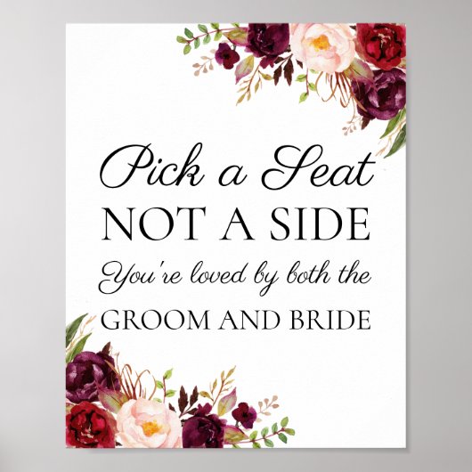 Marsala & Pinkフローラサイドサインではなくシートを選ぶ ポスター (正面)