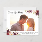 Marsala Pinkフローラ写真セーブザデートマグネット マグネット招待状 (正面)