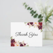 Marsala & Pinkフローラ結婚Thank You Postcard ポストカード (スタンド正面)