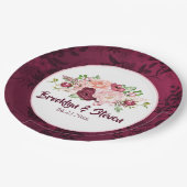 Marsala & Pink Water Color Peony 結婚's-1 ペーパープレート (アングル)