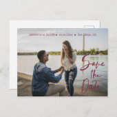 marsala red handレタリング日付を保存 ポストカード (正面/裏面)