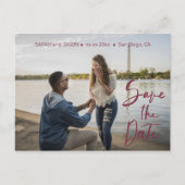 marsala red handレタリング日付を保存 ポストカード (正面)