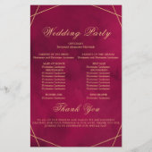 Marsala Red Modern Watercolor Wedding Program Card (裏面)