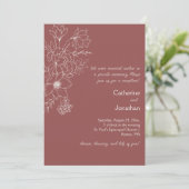 Marsala Vintage Line Drawn Floral Reception 招待状 (スタンド正面)