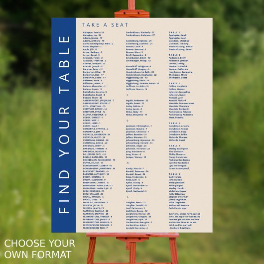 Marseille Bleu 210ゲスト結婚の座席表 ポスター