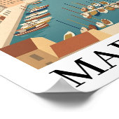 Marseille France Vintage Minimalist Travel ポスター (角)