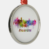 Marseilles skyline in watercolor メタルオーナメント (右)