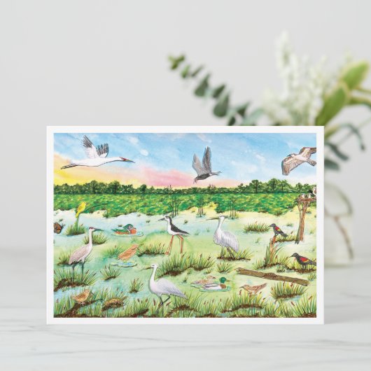 Marsh Wetlands Flat Greeting Card サンキューカード (スタンド正面)