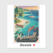 Marshall Islands Coast Illustration Travel Art シール (シート)