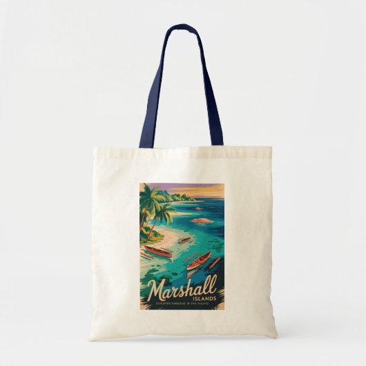 Marshall Islands Coast Illustration Travel Art トートバッグ (正面)