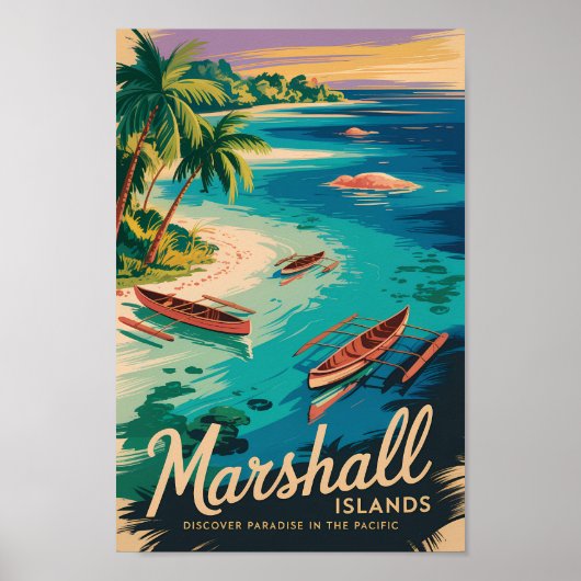 Marshall Islands Coast Illustration Travel Art ポスター (正面)