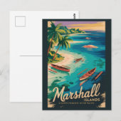 Marshall Islands Coast Illustration Travel Art ポストカード (正面/裏面)