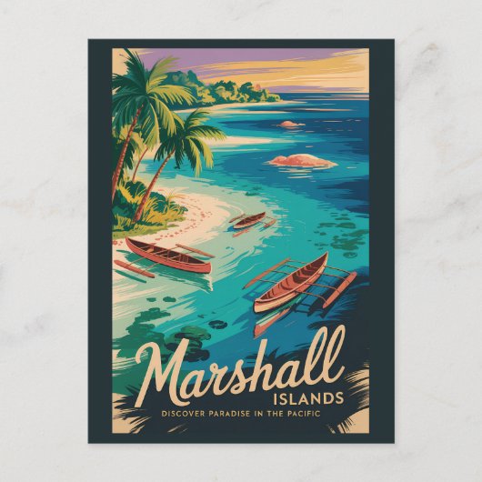 Marshall Islands Coast Illustration Travel Art ポストカード (正面)