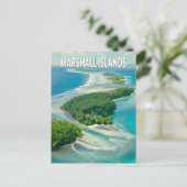 Marshall Islands Illustration Travel Art Vintage ポストカード (スタンド正面)