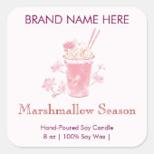Marshmallow Season  | Pink Candle Labels スクエアシール (正面)