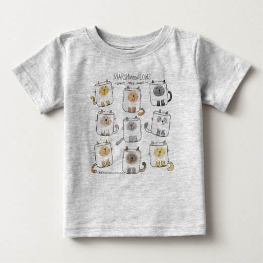 MARSHmeowLOWSお洒落 Wordplay Cat Marshmallows ベビーTシャツ (正面)