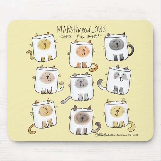 MARSHmeowLOWSお洒落 Wordplay Cat Marshmallows マウスパッド (正面)