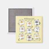 MARSHmeowLOWSお洒落 Wordplay Cat Marshmallows マグネット (正面/裏面)